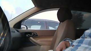 Dick flash car girl looks at my cock
