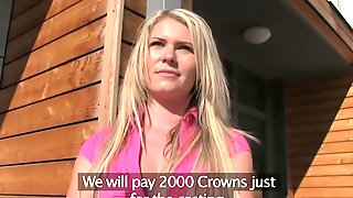 Sexy blonde gets fucked for money