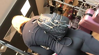 Shiny Black Spandex Blonde