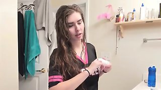 Sexy Brunette Taking a Bath, Haircare and Hairplay
