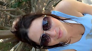 Giving head in nature and moaning