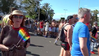 Mature transparent dress of square