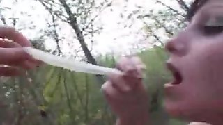 Nasty cheap slag eats used condoms