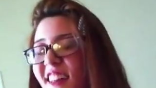 She begs him to cum on her pussy