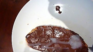 Cum on food big load on choco