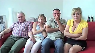 Old And Young Foursome With Hot Granny