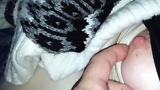 Pop out her tit & nipple from her girdle