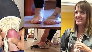 Cute girl\'s shoes cummed VIII - she wears them (barefoot)!